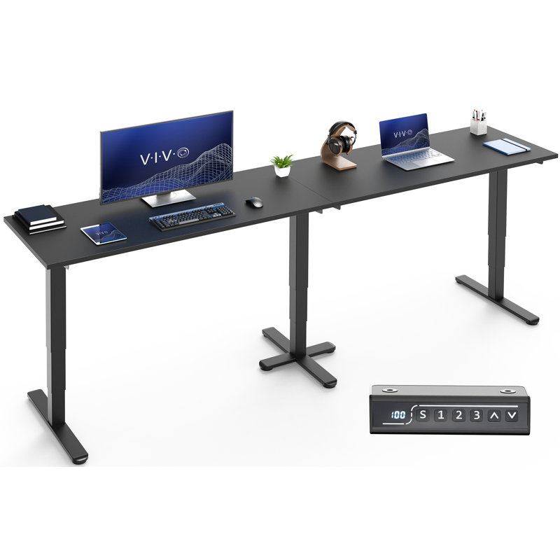 Bureau très long électrique VIVO 109 "x 24", Noir / Noir