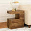 Table d'appoint en forme de C avec tablette de rangement à 2 niveaux