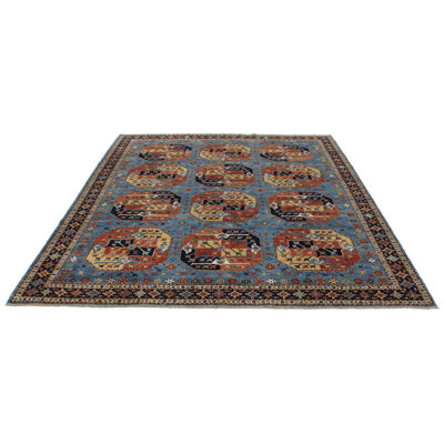 8x10 Light Blue and Navy Traditional Rug