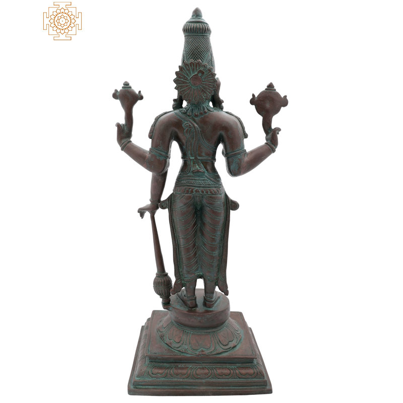 Chaturbhuja Bhagawan Vishnu debout sur piédestal Figuire