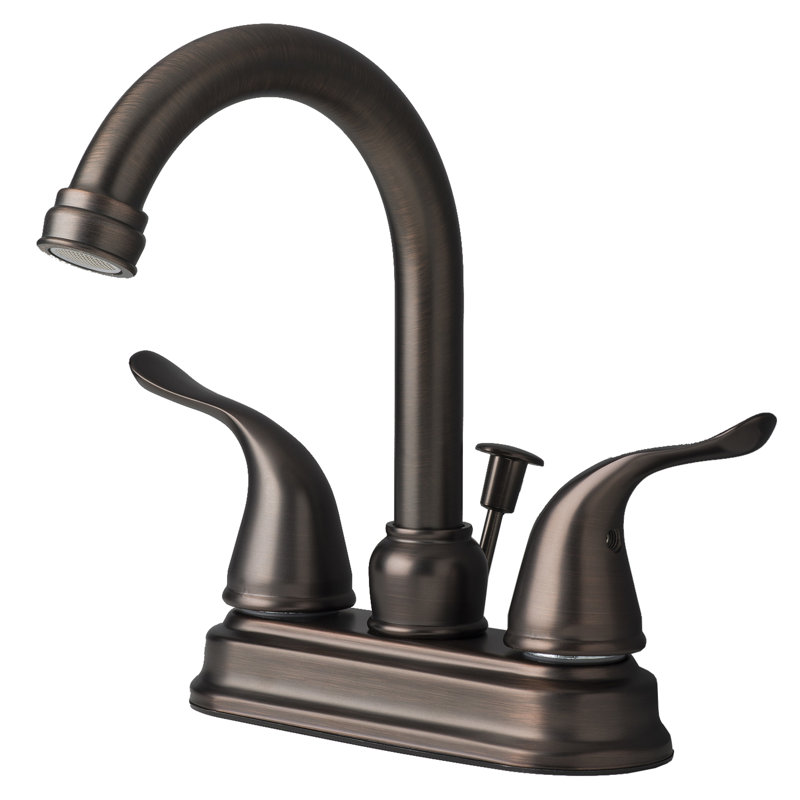 Two Handle Centerset Lavatory Faucet with Drain Assembly, Brushed bronze