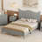 Platform Bed with Retro Headboard-1133785828