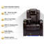 Siège de jeu pour fauteuil de cinéma inclinable électrique en cuir fleur avec plateau de chargement USB et porte-gobelets (ensemble de 3)-1390030210