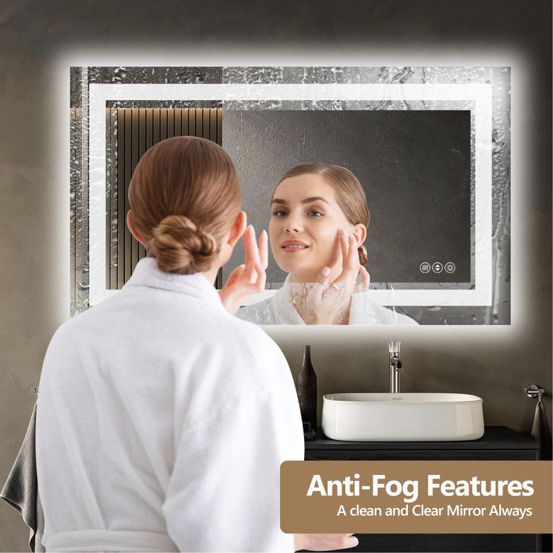 Frameless LED Bathroom Mirror,Smart Mirror, 55" x 36"