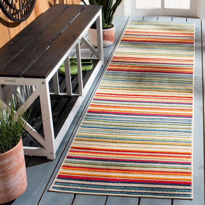 Kamari Performance Striped Indoor/Outdoor Area Rug, Runner 2'2" x 11'