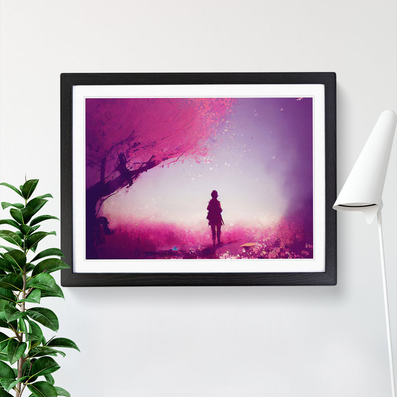 XH1022-6332X Mysterious Cherry Blossom Trees Vol.1 - Single Picture Frame Print, Black, 25cm H x 34cm W