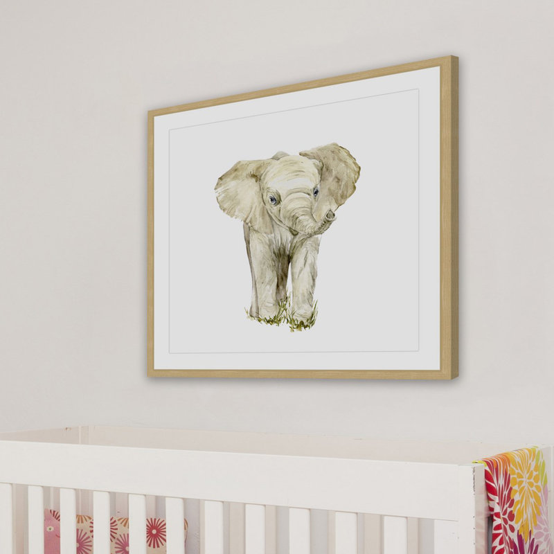 'Baby Elephant II' Framed Print, 12" H x 12" W x 1.5" D