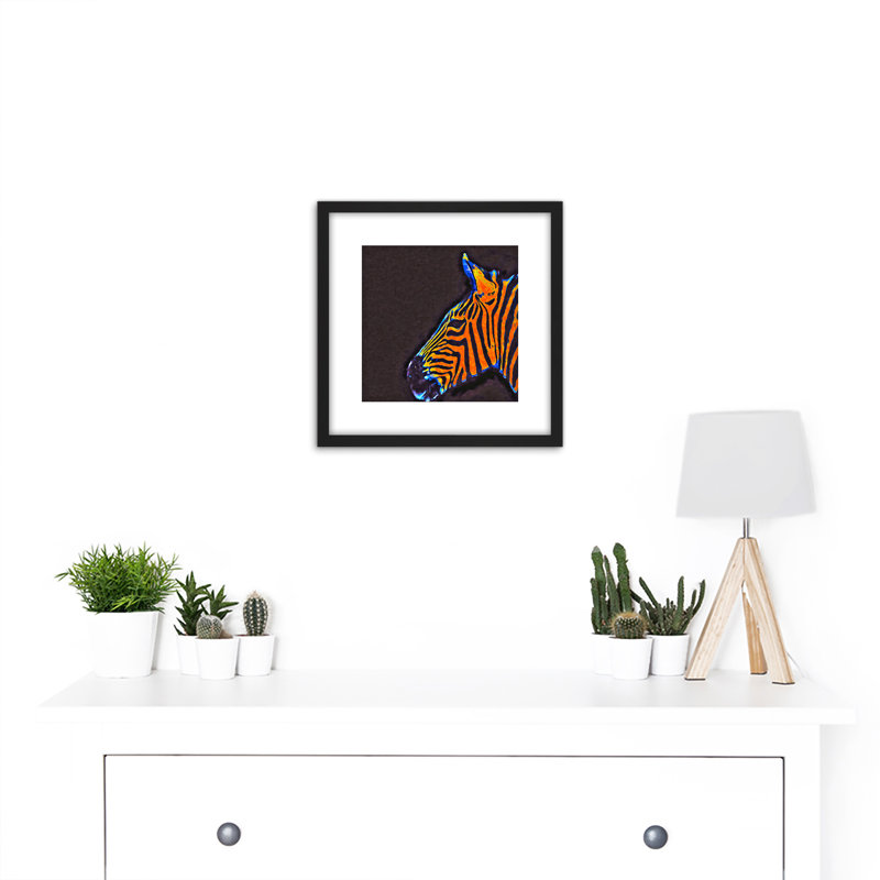 Multicoloured Zebra Head Animal Photo Illustration - Single Picture Frame Print