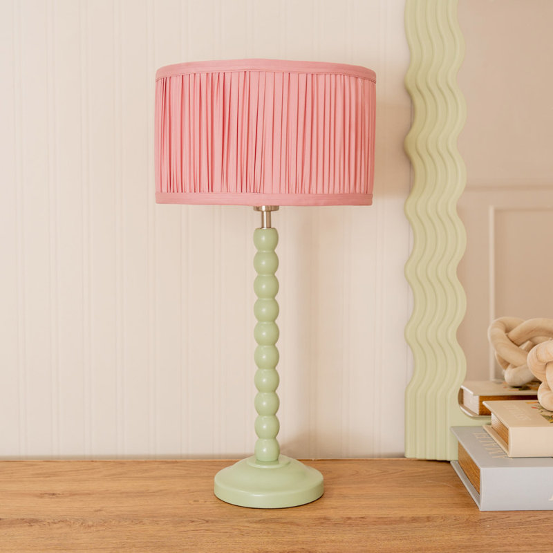 Rosino Wood Table Lamp, Pink, Green, No