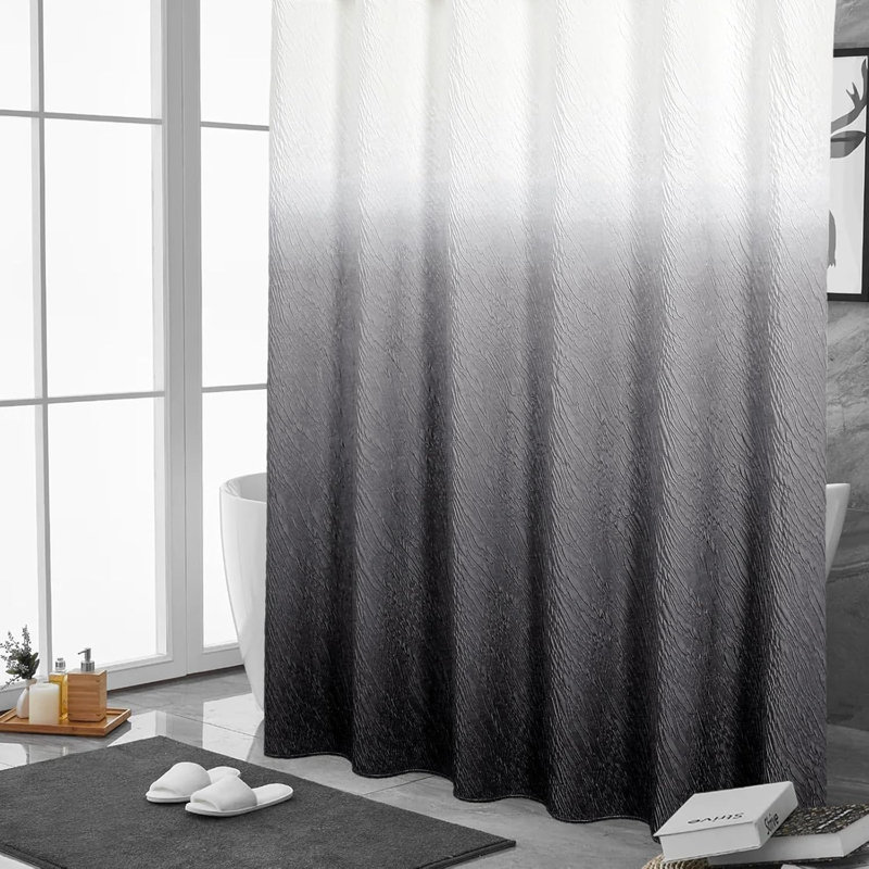 Ensemble de rideau de douche de luxe moderne avec motif géométrique en relief, œillets résistants à la rouille et tissu facile à nettoyer pour un décor de salle de bain élégant