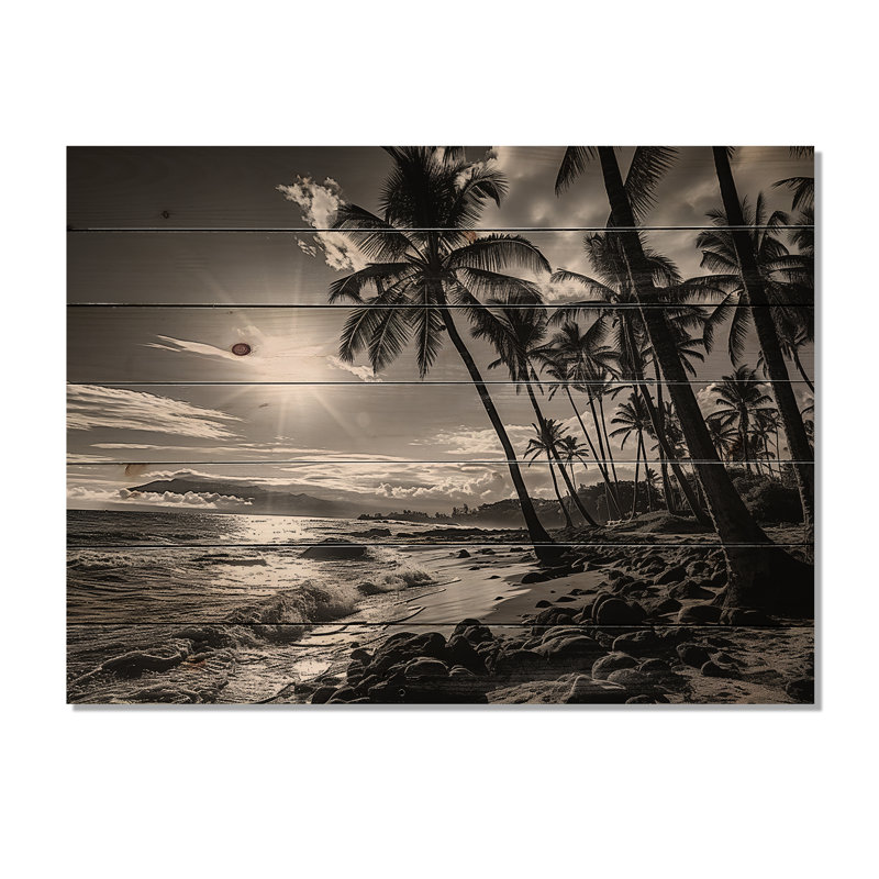 Hawaii Balck et ombres blanches d'Aloha II sur bois, H 10 po x l 20 po x P 0,78 po