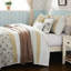 Couvre-lit très grand / très grand, jaune, 6 pièces, en coton, avec coussins délicats, courtepointe jaune, microfibre, moderne