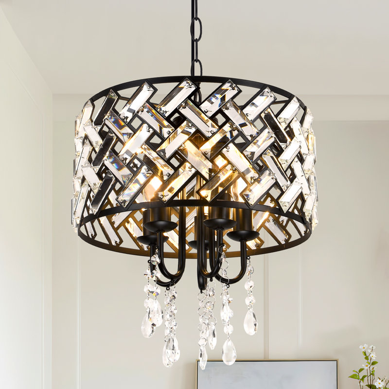 Kimesha 5 - Light Dimmable Drum Chandelier with Crystal Accents