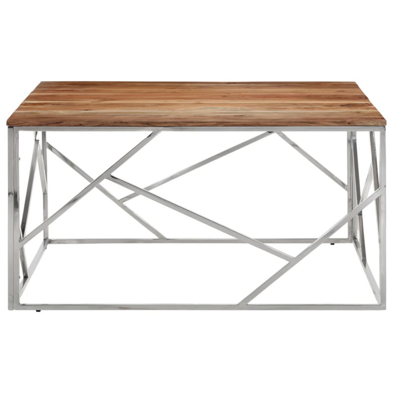 Lorrell Frame Single Coffee Table, Wood, Silver and Light Brown