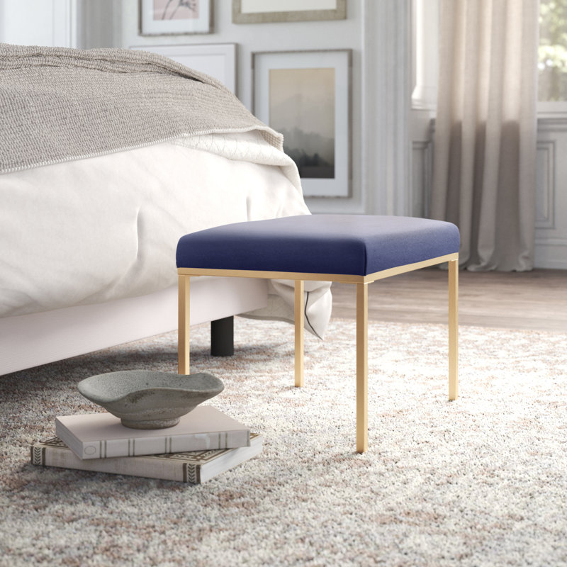 Repose-pieds Ramford, Bleu marine foncé, Or mat