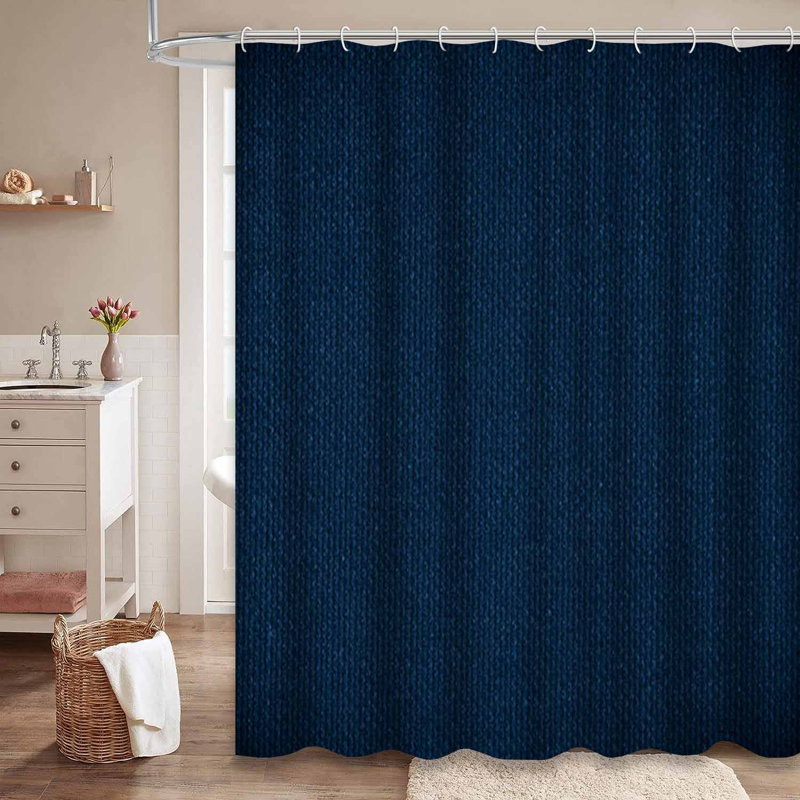 Rideau de douche bleu en toile tissée bleu marine avec 12 crochets, L 72 po x l 78 po