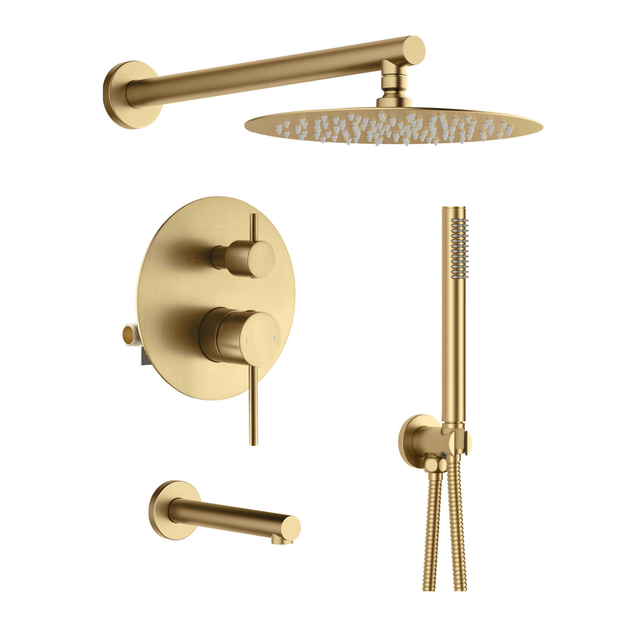Circular Wall Mounted with Rough-In Valve, Brushed Brass