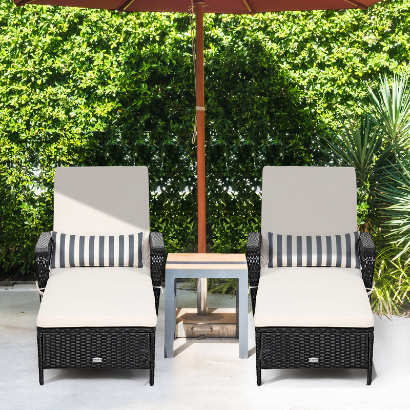 Outdoor Wicker Chaise Lounge Set , Cushion Included
