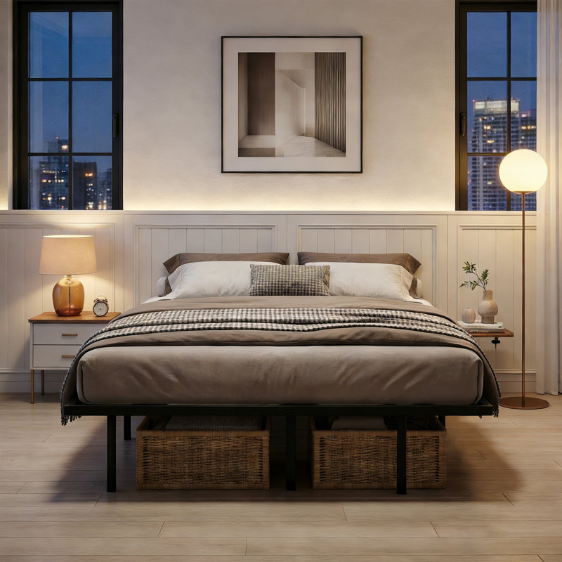 Aether Floating Metal Bed Frame with USB-C Charging & RGB Lighting, Double (4'6)