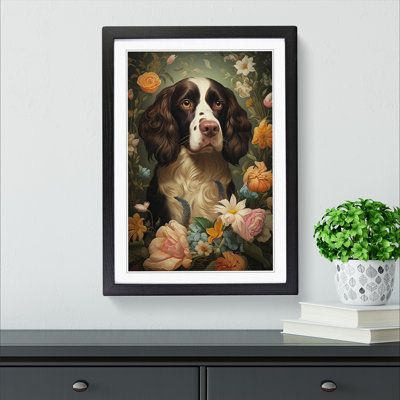 English Springer Spaniel Rococo - Single Picture Frame Print on Wood