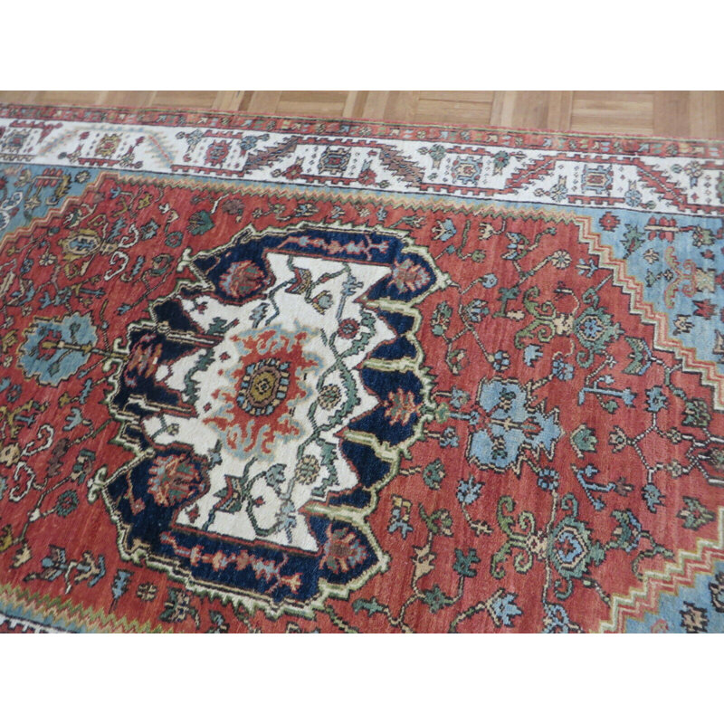 Médaillon de tapis oriental Serapi, Rectangle 4 pi x 6 pi 3 po