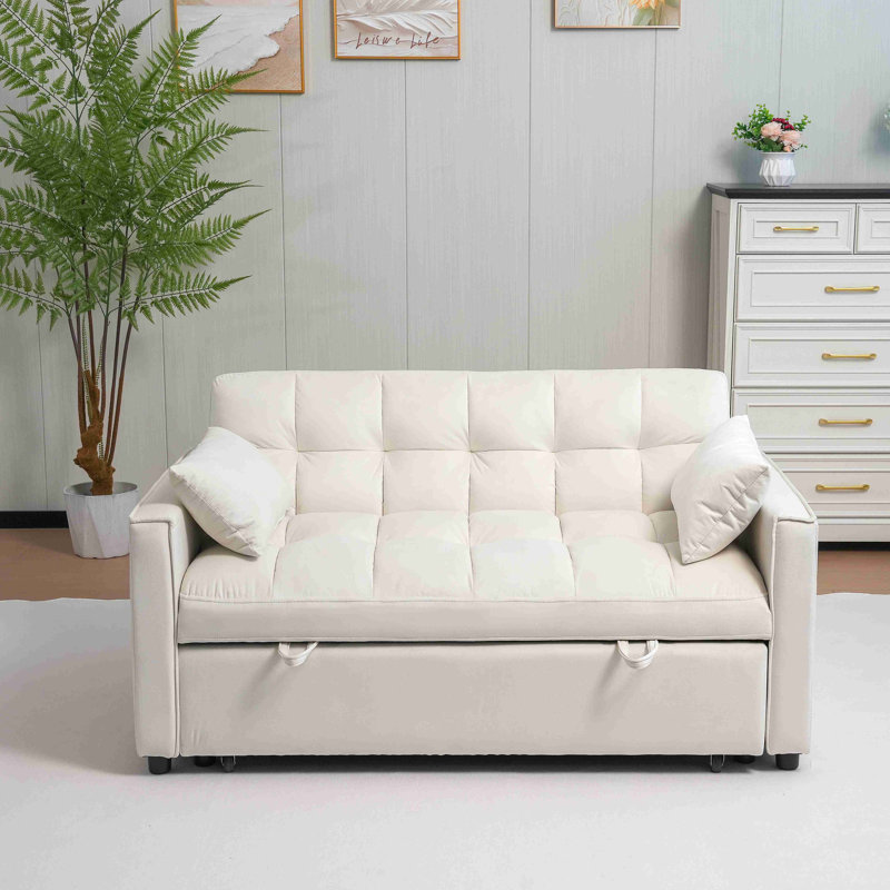 Canapé-lit, canapé-lit en velours 3 en 1 avec accoudoirs, poches de rangement et 2 coussins, dossier réglable, canapé-lit pour le salon, la chambre à coucher