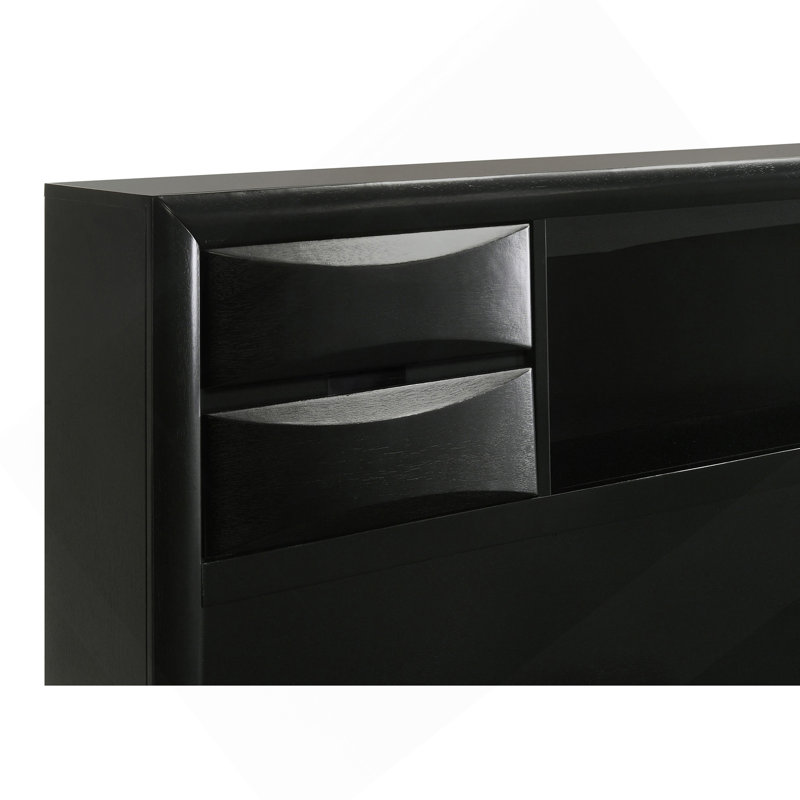 Grand lit de rangement noir Jazz, Queen