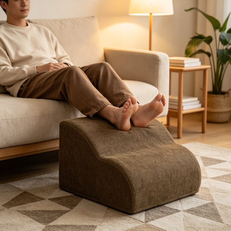 Repose-pieds ergonomique en mousse à mémoire de forme, antidérapant et conçu pour soulager les douleurs au dos et aux hanches. Idéal sous le bureau. Sa forme courbée et ses bords courbés assurent une protection optimale contre les maux de dos et les hanches.