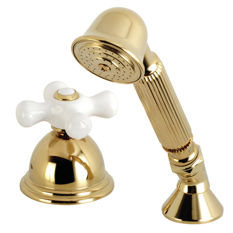 Kingston Brass Vintage Deck Mount Hand Shower with Diverter for Roman Tub Faucet, Polished Brass