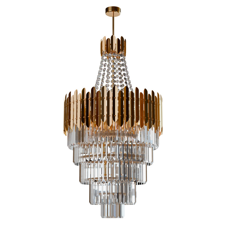 8 - Light Crystal Chandelier, 35" H x 20" W x 20" D