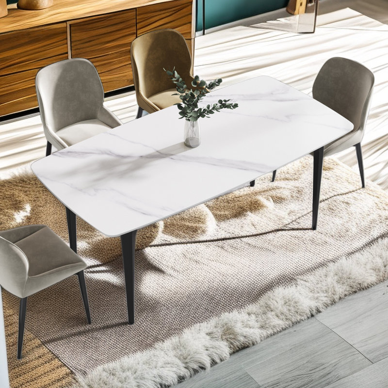 Table de salle à manger Eniel, Noir, Blanc, H 29,5 po x P 35,5 po x L 71 po