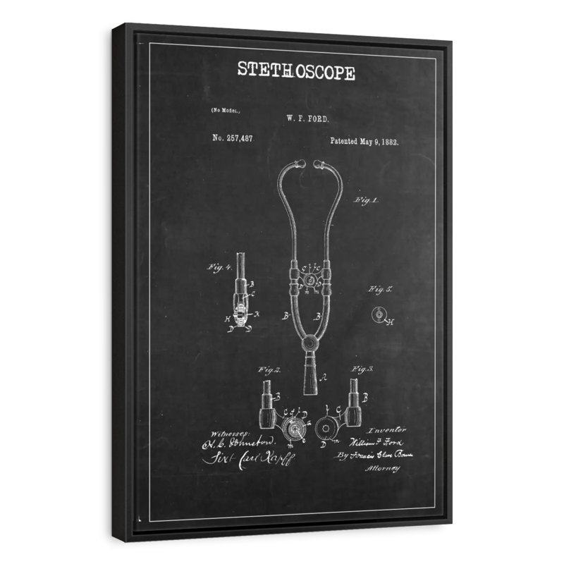 Stéthoscope BW Wenzel, 13 po x 19 po, Cadre flottant noir