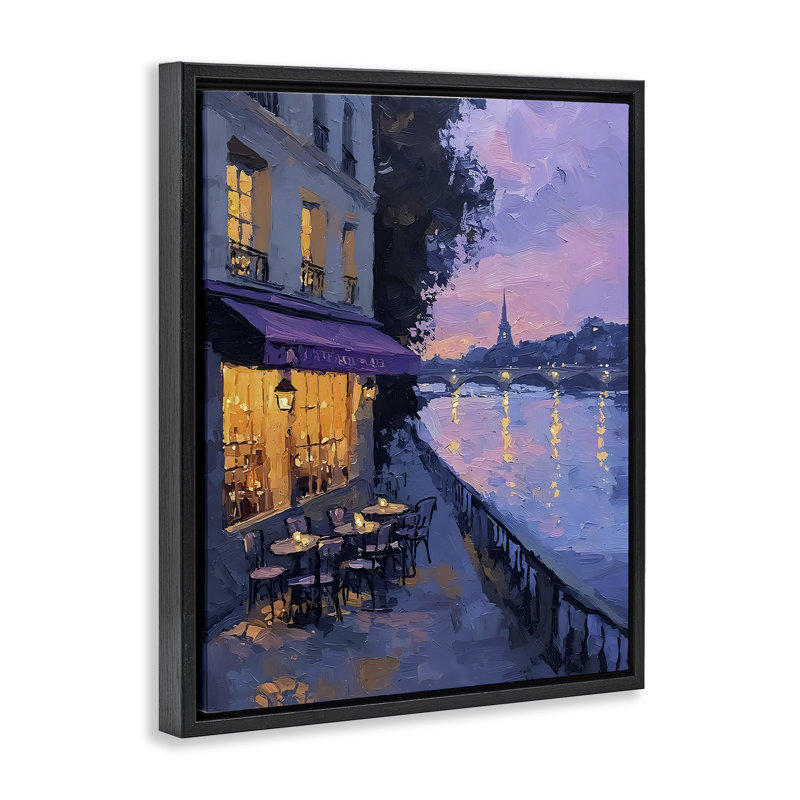 Cadre flottant Twilight in Paris, design par Riley B, Cadre flottant noir de jais, H 21 po x l 17 po