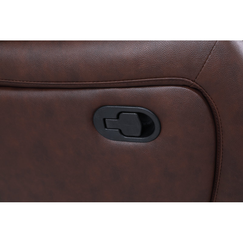 Bhuvi 70.47'' Faux Leather Reclining Loveseat, Brown Faux Leather