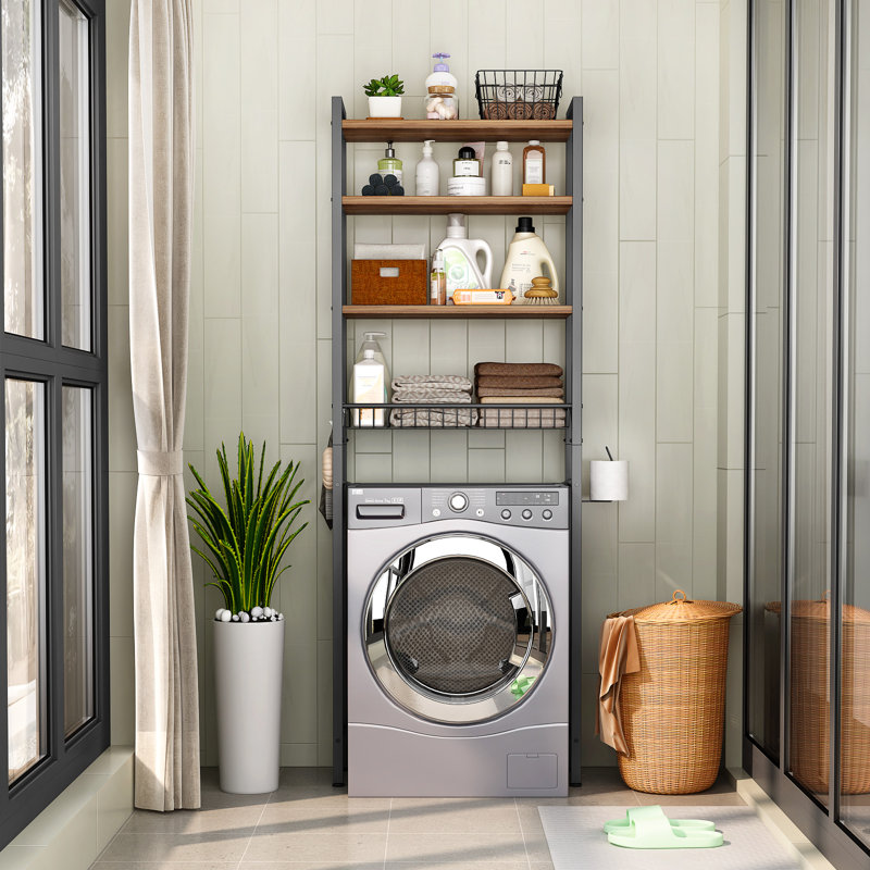 Awalt Freestanding Adjustable Over The Toilet Storage, Matte Black
