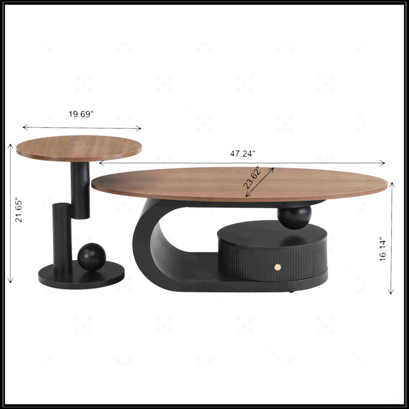 Ensemble de 2 tables basses gigognes Luxury, Noir