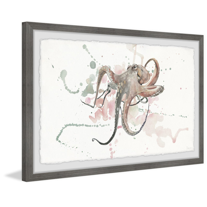 Octopus Splash by Parvez Taj - Single Picture Frame Painting, 20 cm H x 30 cm W