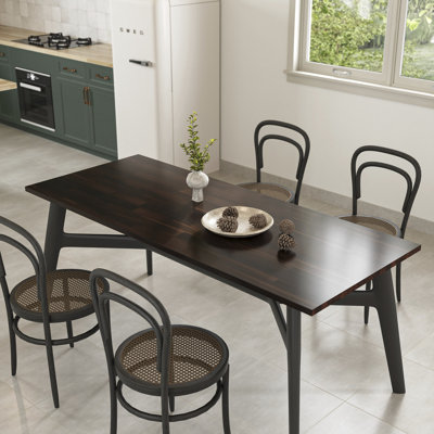 Plateau de table teint espresso Hevea de 55 po de long x 28 po de large x 1 po d'épaisseur