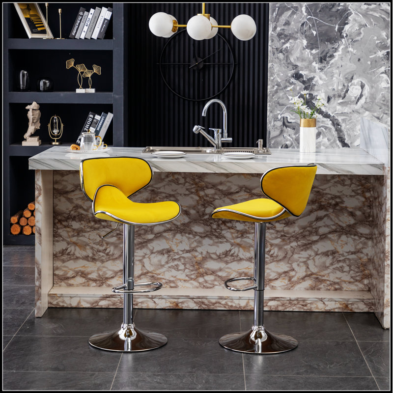 Ensemble de 2 tabourets pivotants ajustables en velours Masaccio, combinant style, confort et polyvalence pour les espaces modernes