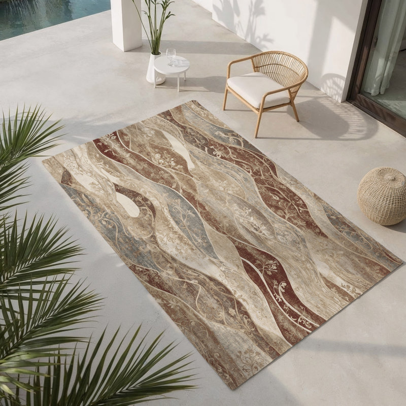 Tapis intérieur et extérieur Flowing Grace, Rectangulaire 2 pi x 3 pi