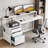 Sturdy Writing Desk,Spacious Office Desk,Two-Tier Tabletop Computer Desk