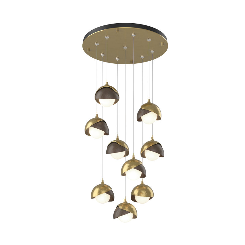 Brooklyn 9 - Light Cluster Geometric Pendant, 10" - 80", Bronze, Modern Brass
