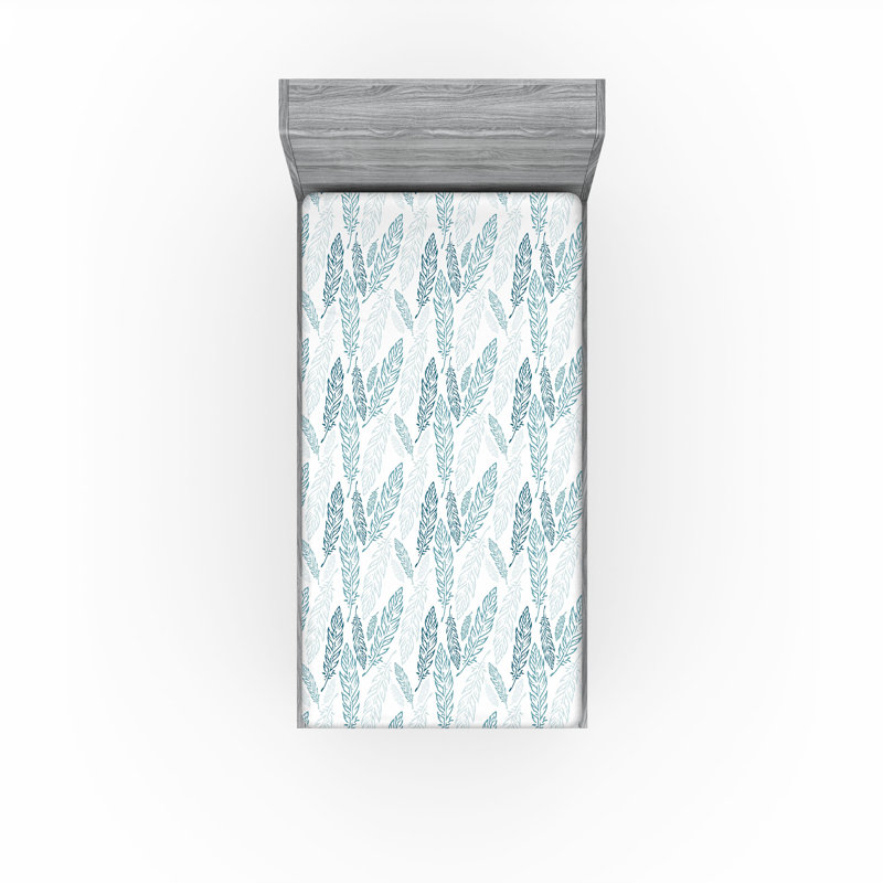 Drap-housse Ambesonne, paquet de 2, Bleu sarcelle / bleu foncé / blanc floral, Drap-housse de taille simple