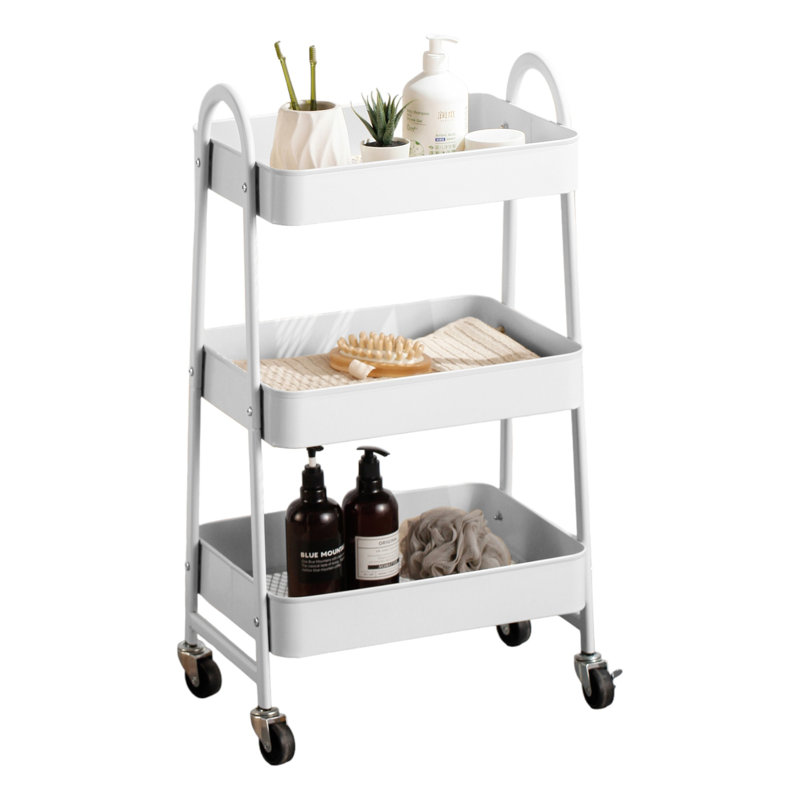 Alvontae Bar Cart, White, White