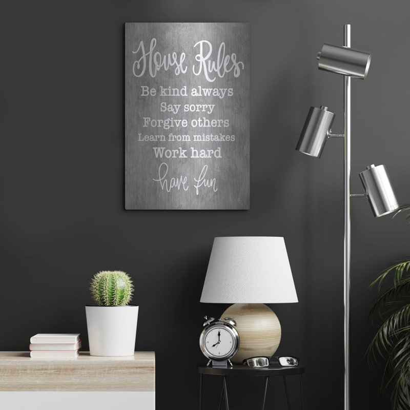 Art mural luxueux «House Rules» par Fear circulation Made Creations, art mural en métal, H 24 po x l 16 po