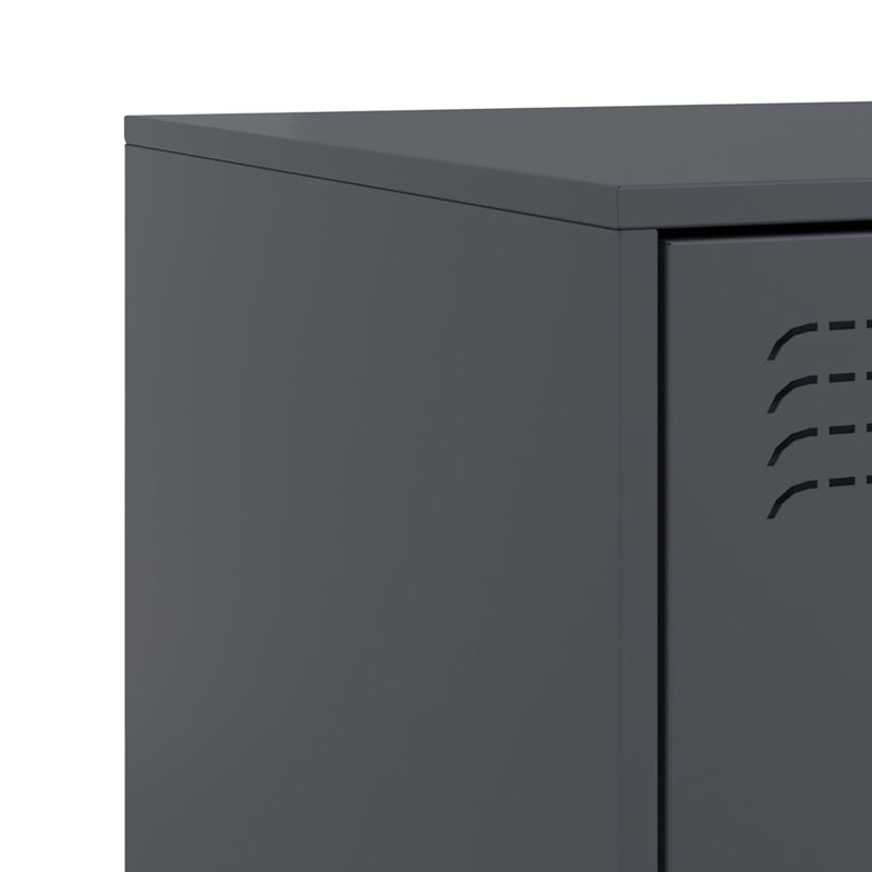 34.5cm W Steel Bedside Table, Anthracite, Set of 2