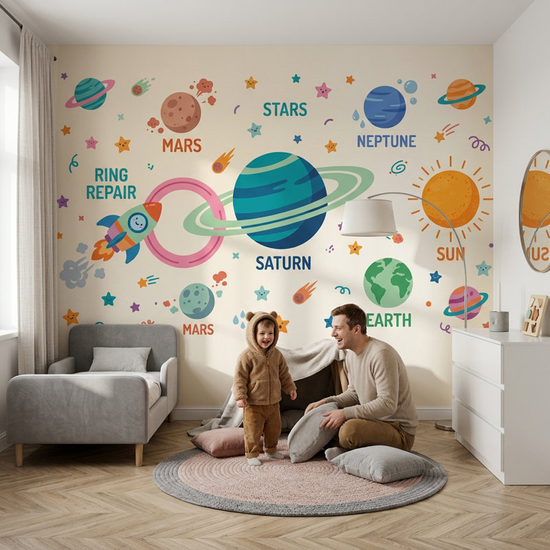 Murale Saturn, Peler et coller, 200 po x 120 po