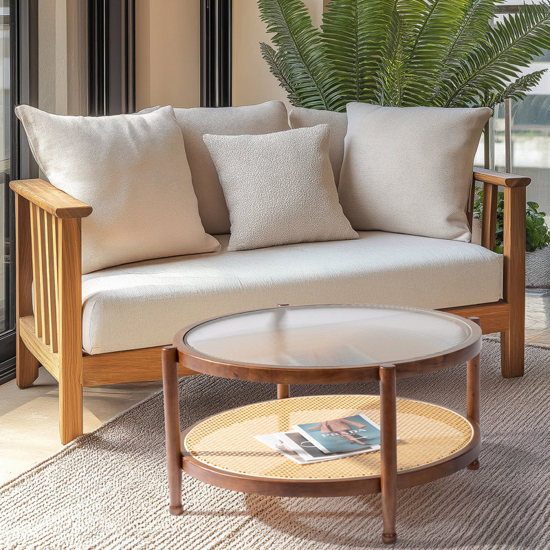 31.5In. Patio Wooden Side Table, Tan