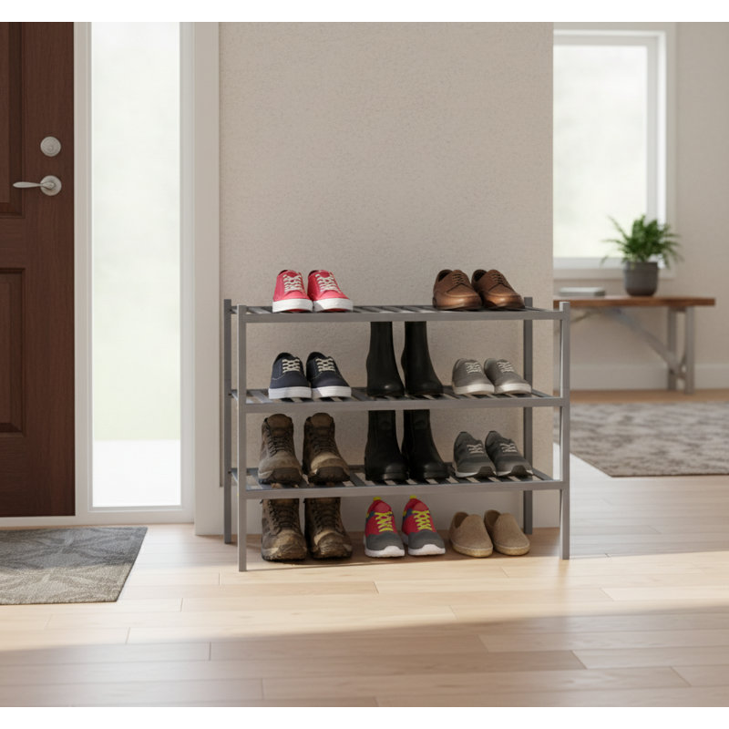 3-Tier Bamboo Shoe Rack, Stackable Free Standing Storage Organizer for Entryway & Small Spaces