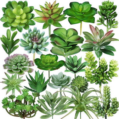 20 Pcs Assorted Artificial Succulent Plants Small Unpotted Cactus Echeveria Air Plant Picks For Indoor Outdoor Decor